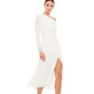 Mac Duggal Asymmetrical Jewel Midi Dress